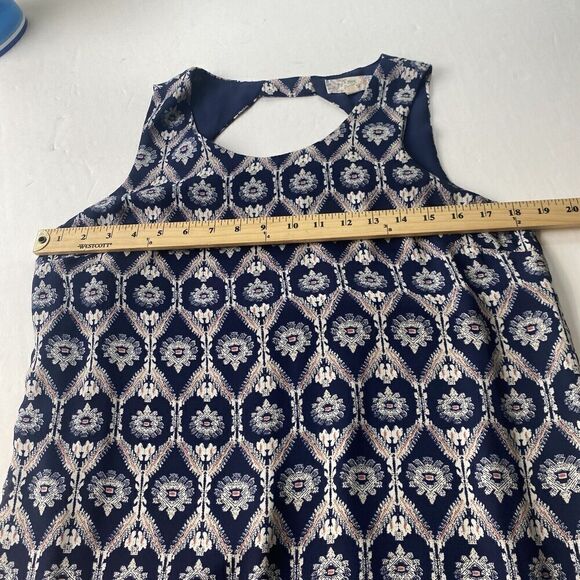 Pink Republic Women’s Sleeveless Navy Print Mini Dress Size Large Pre Owned - Picture 7 of 15